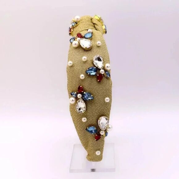 Americana Headband - Crystal Headband in Sparkling Gold - Picture 3 of 4